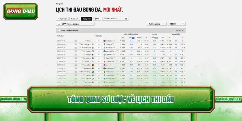 Tổng quan sơ lược về lịch thi đấu